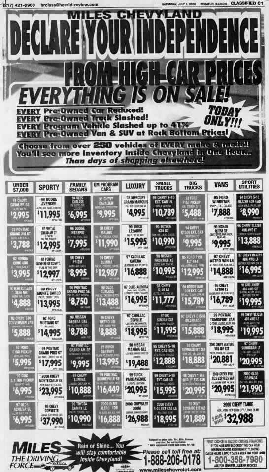2000 Miles Chevrolet ad